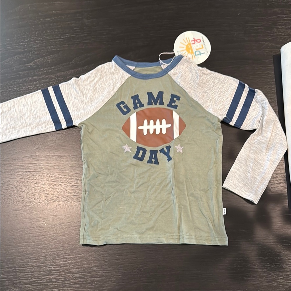 Little sleepies Kids Game Day Shirt - Green and Blue